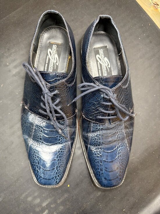 Giorgio Brutini Private Collection Mens 8.5 M Blue Exotic Print Leather Shoes